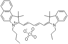3-Butyl-2-[5-(1,3-dihydro-3,3-dimethyl-1-propyl-2H-indol-2-ylidene)-1,3-pentadien-1-yl]-1,1-dimethyl-1H-benz[e]indolium perchlorate molecular structure (CAS 173894-27-4)