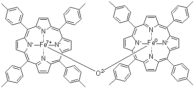 mu-Oxobis[5,10,15,20-tetrakis(4-methylphenyl)-21H,23H-porphinato(2-)-N21,N22,N23,N24]di-Iron(1+) molecular structure (CAS 174094-31-6)