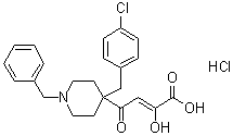 structure of CAS# 174605-64-2, 4-[4-[(4-Chlorophenyl)methyl]-1-(phenylmethyl)-4-piperidinyl]-2-hydroxy-4-oxo-2-butenoic acid hydrochloride