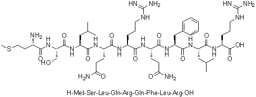 L-Methionyl-L-seryl-L-leucyl-L-glutaminyl-L-arginyl-L-glutaminyl-L-phenylalanyl-L-leucyl-L-arginine molecular structure (CAS 174881-39-1)
