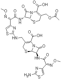 (6R,7R)-3-[(Acetyloxy)methyl]-7-[[(2Z)-[2-[[[(6R,7R)-7-[[(2Z)-(2-amino-4-thiazolyl)(methoxyimino)acetyl]amino]-2-carboxy-8-oxo-5-thia-1-azabicyclo[4.2.0]oct-2-en-3-yl]methyl]amino]-4-thiazolyl](methoxyimino)acetyl]amino]-8-oxo-5-thia-1-azabicyclo[4.2.0]oct-2-ene-2-carboxylic acid molecular structure (CAS 175032-97-0)