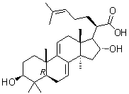 3beta,16alpha-Dihydroxylanosta-7,9(11),24-trien-21-oic acid molecular structure (CAS 176390-66-2)