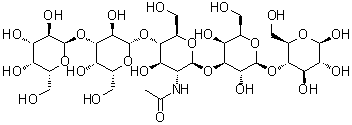 O-alpha-D-吡喃半乳糖基-(1→3)-O-beta-D-吡喃半乳糖基-(1→4)-O-2-(乙酰氨基)-2-脱氧-beta-D-吡喃葡萄糖基-(1→3)-O-beta-D-吡喃半乳糖基-(1→4)-beta-D-吡喃葡萄糖分子结构 (CAS 177331-58-7)