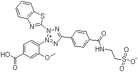 2-Benzothiazolyl-3-(4-carboxy-2-methoxyphenyl)-5-(4-(2-sulfoethylcarbamoyl)phenyl)-2H-tetrazolium molecular structure (CAS 178925-54-7)