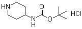 structure of CAS# 179110-74-8, Piperidin-4-ylcarbamic acid tert-butyl ester monohydrochloride;Piperidin-4-ylcarbamic acid tert-butyl ester hydrochloride