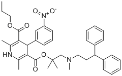 structure of CAS# 1797124-83-4, Lercanidipine Impurity C;Yxuggqwbdbazou-uhfffaoysa-N;5-O-[1-[3,3-diphenylpropyl(methyl)amino]-2-methylpropan-2-yl] 3-O-propyl 2,6-dimethyl-4-(3-nitrophenyl)-1,4-dihydropyridine-3,5-dicarboxylate