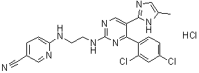 6-[[2-[[4-(2,4-Dichlorophenyl)-5-(5-methyl-1H-imidazol-2-yl)-2-pyrimidinyl]amino]ethyl]amino]-3-pyridinecarbonitrile hydrochloride (1:1) molecular structure (CAS 1797989-42-4)