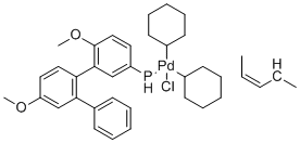 结构式 CAS# 1798781-99-3, [(1,2,3-η)-2-丁烯-1-基]氯[二环己基(2',6'-二甲氧基[1,1'-联苯]-2-基)膦-κP]钯