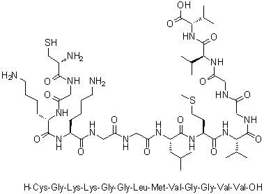 L-Cysteinylglycyl-L-lysyl-L-lysylglycylglycyl-L-leucyl-L-methionyl-L-valylglycylglycyl-L-valyl-L-valine molecular structure (CAS 1802078-23-4)