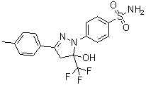 4-[4,5-Dihydro-5-hydroxy-3-(4-methylphenyl)-5-(trifluoromethyl)-1H-pyrazol-1-yl]benzenesulfonamide molecular structure (CAS 1803258-57-2)