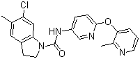 structure of CAS# 181632-25-7, 6-Chloro-2,3-dihydro-5-methyl-N-[6-[(2-methyl-3-pyridinyl)oxy]-3-pyridinyl]-1H-indole-1-carboxamide;SB 242084