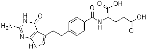 N-[4-[2-(2-氨基-4,7-二氢-4-氧代-3H-吡咯并[2,3-d]嘧啶-5-基)乙基]苯甲酰基]-D-谷氨酸分子结构 (CAS 182009-04-7)