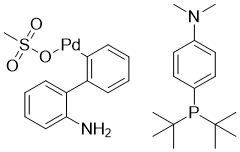 Methanesulfonato{[4-(N,N-dimethylamino)phenyl]di-t-butylphosphino}(2'-amino-1,1'-biphenyl-2-yl)palladium(II) molecular structure (CAS 1820817-64-8)