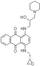 structure of CAS# 1821496-27-8, 1-[[(2S)-2-Hydroxy-3-(1-piperidinyl)propyl]amino]-4-[[(2S)-2-oxiranylmethyl]amino]-9,10-anthracenedione