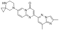 structure of CAS# 1825352-65-5, Risdiplam;7-(4,7-diazaspiro[2.5]octan-7-yl)-2-(2,8-dimethylimidazo[1,2-b]pyridazin-6-yl)pyrido[1,2-a]pyrimidin-4-one