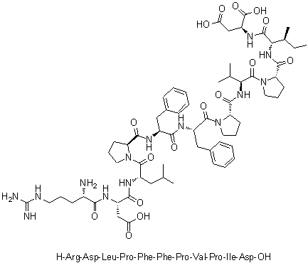 L-Arginyl-L-alpha-aspartyl-L-leucyl-L-prolyl-L-phenylalanyl-L-phenylalanyl-L-prolyl-L-valyl-L-prolyl-L-isoleucyl-L-aspartic acid molecular structure (CAS 182912-63-6)