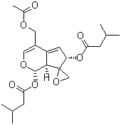 结构式 CAS# 18296-44-1, 戊曲酯; [(1S,6S,7aS)-4-(乙酰氧甲基)-1-(3-甲基丁酰氧基)螺[6,7a-二氢-1H-环戊并[c]吡喃-7,2'-环氧乙烷]-6-基] 3-甲基丁酸酯