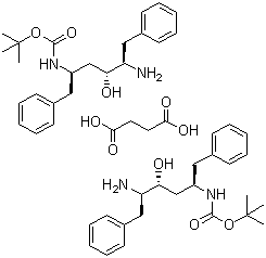 (2S,3S,5S)-5-tert-Butyloxycarbonylamino-2-amino-3-hydroxy-1,6-diphenylhexane succinate molecular structure (CAS 183388-64-9)
