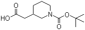 structure of CAS# 183483-09-2, N-Boc-3-piperidineacetic acid;(1-tert-Butoxycarbonylpiperidin-3-yl)acetic acid; 3-Carboxymethyl-piperidine-1-carboxylic acid tert-butyl ester