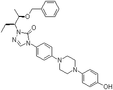 structure of CAS# 184177-83-1, 2-[(1S,2S)-1-Ethyl-2-benzyloxypropyl]-2,4-dihydro-4-[4-[4-(4-hydroxyphenyl)-1-piperazinyl]phenyl]-3H-1,2,4-triazol-3-one