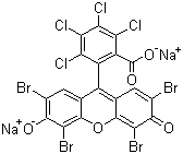 structure of CAS# 18472-87-2, Acid Red 92;C.I. 45410; Phloxine B; Eosin 10B; 3,4,5,6-Tetrachloro-2-(1,4,5,8-tetrabromo-6-hydroxy-3-oxoxanthen-9-yl)benzoic acid disodium salt; 2',4',5',7'-Tetrabromo-4,5,6,7-tetrachlorofluorescein disodium salt
