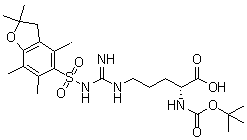 N5-[[[(2,3-Dihydro-2,2,4,6,7-pentamethyl-5-benzofuranyl)sulfonyl]amino]iminomethyl]-N2-[(1,1-dimethylethoxy)carbonyl]-D-ornithine molecular structure (CAS 186698-61-3)