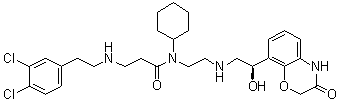 (R)-N-Cyclohexyl-3-[(3,4-dichlorophenethyl)amino]-N-[2-[[2-hydroxy-2-(3-oxo-3,4-dihydro-2H-benzo[b][1,4]oxazin-8-yl)ethyl]amino]ethyl]propanamide molecular structure (CAS 1868232-32-9)