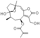 2-Methyl-2-propenoic acid (4S,6R,7S,10R)-2,4,5,6,7,8,9,10-octahydro-7-hydroxy-3-(hydroxymethyl)-6,10-dimethyl-2-oxo-7,10-epoxy(11E)-cyclodeca[b]furan-4-yl ester molecular structure (CAS 188293-70-1)