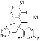 3-(6-氯-5-氟嘧啶-4-基)-2-(2,4-二氟苯基)-1-(1H-1,2,4-三唑-1-基)-2-丁醇盐酸盐分子结构 (CAS 188416-20-8)