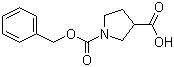 结构式 CAS# 188527-21-1, 1-Cbz-吡咯烷-3-甲酸; N-苄氧羰基吡咯烷-3-甲酸