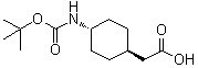 结构式 CAS# 189153-10-4, 反式-4-[[叔丁氧羰基]氨基]环己烷乙酸