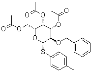 4-Methylphenyl 2-O-(phenylmethyl)-1-thio-beta-D-galactopyranoside triacetate molecular structure (CAS 189744-09-0)