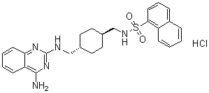 structure of CAS# 192322-50-2, CGP 71683A;N-[[trans-4-[[(4-Amino-2-quinazolinyl)amino]methyl]cyclohexyl]methyl]-1-naphthalenesulfonamide monohydrochloride
