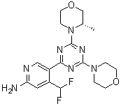 structure of CAS# 1927857-61-1, 4-(Difluoromethyl)-5-[4-[(3S)-3-methyl-4-morpholinyl]-6-(4-morpholinyl)-1,3,5-triazin-2-yl]-2-pyridinamine