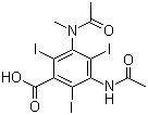 structure of CAS# 1949-45-7, Metrizoic acid;3-Acetylamino-5-[acetyl(methyl)amino]-2,4,6-triiodobenzoic acid; 3-Acetamido-2,4,6-triiodo-5-N-methylacetamidobenzoic acid