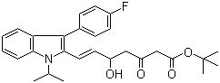 tert-Butyl (E)-7-[3-(4-fluorophenyl)-1-(1-methylethyl)-1H-indol-2-yl]-5-hydroxy-3-oxo-6-heptenoate molecular structure (CAS 194934-95-7)