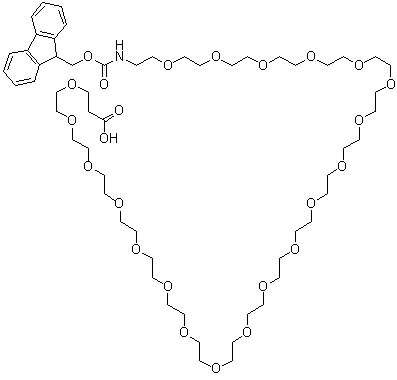 5,8,11,14,17,20,23,26,29,32,35,38,41,44,47,50,53,56,59,62-Eicosaoxa-2-azapentahexacontanedioic acid 1-(9H-fluoren-9-ylmethyl) ester molecular structure (CAS 1952360-93-8)