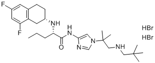 structure of CAS# 1962925-29-6, Nirogacestat Hydrobromide;(2S)-2-[[(2S)-6,8-difluoro-1,2,3,4-tetrahydronaphthalen-2-yl]amino]-N-[1-[1-(2,2-dimethylpropylamino)-2-methylpropan-2-yl]imidazol-4-yl]pentanamide;dihydrobromide