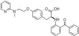 结构式 CAS# 196808-24-9, N-(2-苯甲酰基苯基)-O-[2-(甲基-2-吡啶基氨基)乙基]-L-酪氨酸