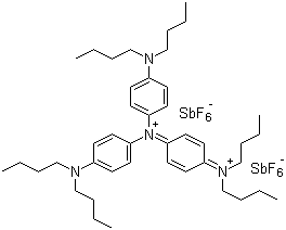 4-(Dibutylamino)-N-[4-(dibutylamino)phenyl]-N-[4-(dibutyliminio)-2,5-cyclohexadien-1-ylidene]benzenaminium hexafluoroantimonate(1-) molecular structure (CAS 197790-29-7)