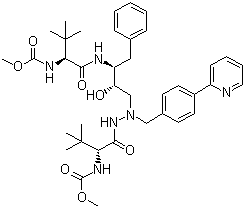 structure of CAS# 198904-31-3, Atazanavir;Methyl N-[(2S)-1-[[(2S,3S)-3-hydroxy-4-[[[(2S)-2-(methoxycarbonylamino)-3,3-dimethylbutanoyl]amino]-[(4-pyridin-2-ylphenyl)methyl]amino]-1-phenylbutan-2-yl]amino]-3,3-dimethyl-1-oxobutan-2-yl]carbamate