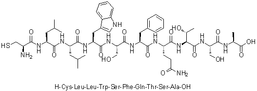 L-Cysteinyl-L-leucyl-L-leucyl-L-tryptophyl-L-seryl-L-phenylalanyl-L-glutaminyl-L-threonyl-L-seryl-L-alanine molecular structure (CAS 199184-77-5)