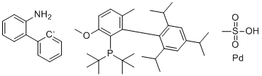 structure of CAS# 2009020-38-4, [2'-(amino-κN)[1,1'-biphenyl]-2-yl-κC][bis(1,1-dimethylethyl)[3-methoxy-6-methyl-2',4',6'-tris(1-methylethyl)[1,1'-biphenyl]-2-yl]phosphine-κP](methanesulfonato-κO)-Palladium;RockPhos Pd G3