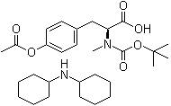 structure of CAS# 201294-70-4, N-[(1,1-Dimethylethoxy)carbonyl]-N-methyl-O-acetyl-L-tyrosine dicyclohexylammonium salt