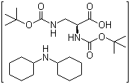 structure of CAS# 201472-68-6, N-[(tert-Butoxy)carbonyl]-3-[[(tert-Butoxy)carbonyl]amino]-L-alanine compd. with N-cyclohexylcyclohexanamine