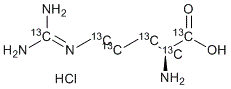 结构式 CAS# 201740-91-2, L-精氨酸-<sup>13</sup>C<sub>6</sub>盐酸盐