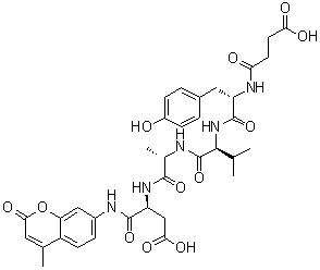 N-(3-羧基-1-氧代丙基)-L-酪氨酰-L-缬氨酰-L-丙氨酰-N-(4-甲基-2-氧代-2H-1-苯并吡喃-7-基)-L-alpha-天冬氨酰胺分子结构 (CAS 201860-29-9)