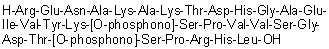 L-Arginyl-L-alpha-glutamyl-L-asparaginyl-L-alanyl-L-lysyl-L-alanyl-L-lysyl-L-threonyl-L-alpha-aspartyl-L-histidylglycyl-L-alanyl-L-alpha-glutamyl-L-isoleucyl-L-valyl-L-tyrosyl-L-lysyl-O-phosphono-L-seryl-L-prolyl-L-valyl-L-valyl-L-serylglycyl-L-alpha-aspartyl-L-threonyl-O-phosphono-L-seryl-L-prolyl-L-arginyl-L-histidyl-L-leucine molecular structure (CAS 2022956-60-9)