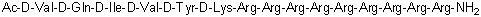 N-Acetyl-D-valyl-D-glutaminyl-D-isoleucyl-D-valyl-D-tyrosyl-D-lysyl-L-arginyl-L-arginyl-L-arginyl-L-arginyl-L-arginyl-L-arginyl-L-arginyl-L-arginyl-L-argininamide molecular structure (CAS 2022956-62-1)