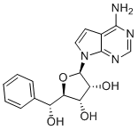 结构式 CAS# 2040291-27-6, (2R,3R,4S,5R)-2-(4-氨基吡咯并[2,3-d]嘧啶-7-基)-5-[(R)-羟基(苯基)甲基]四氢呋喃-3,4-二醇